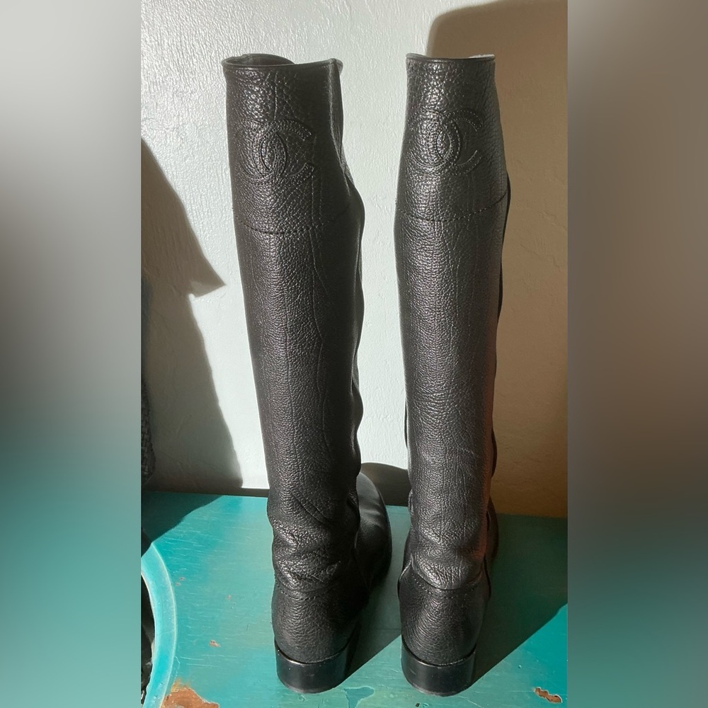 Black Leather Knee-High Boots